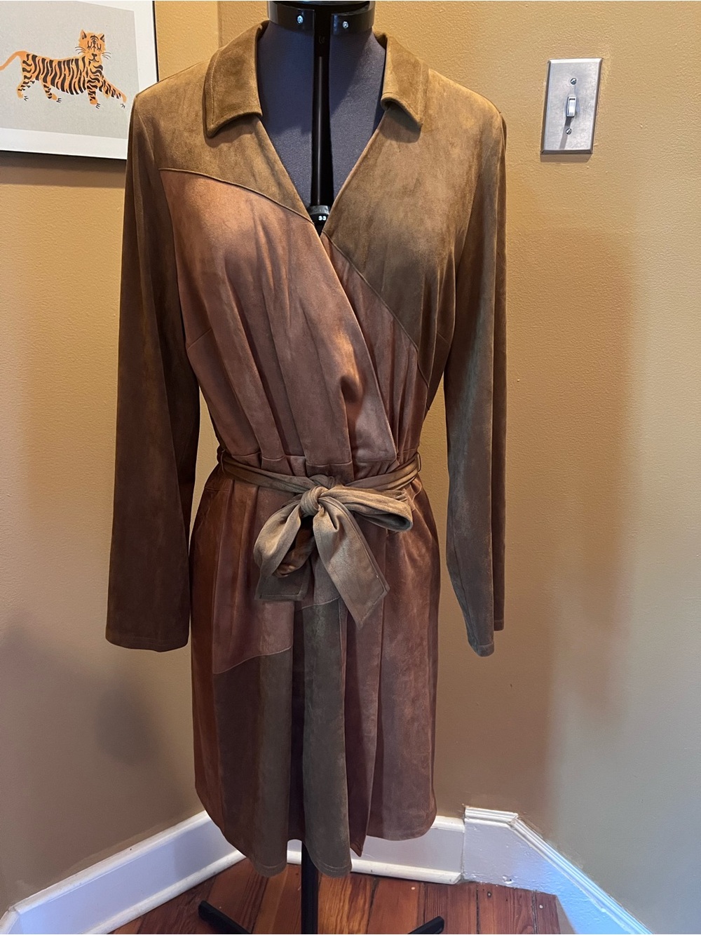INC International Concepts Two-Tone Brown Suede Dress